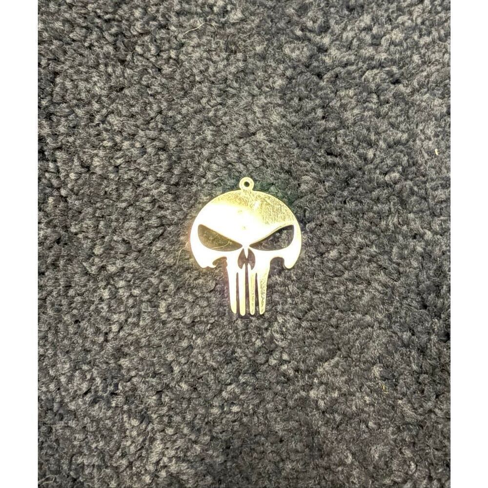 Silver tone Punisher skull pendant